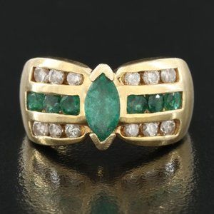 EFFY Emerald & Diamond Ring / 14K Gold